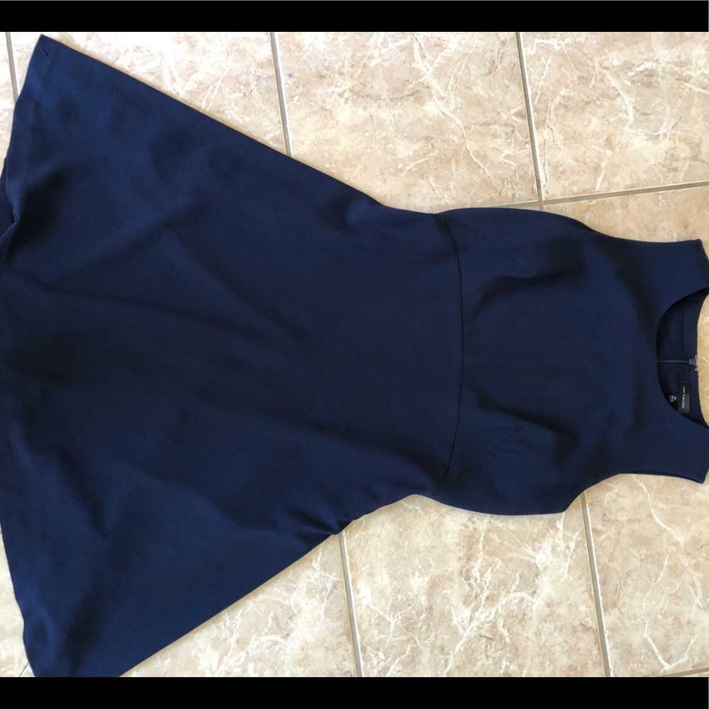 Navy blue lined fit & flare dress